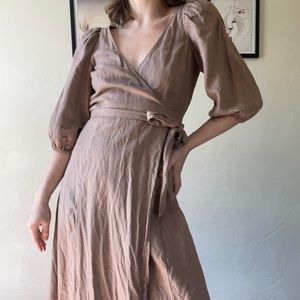 Reformation Linen Wrap Dress